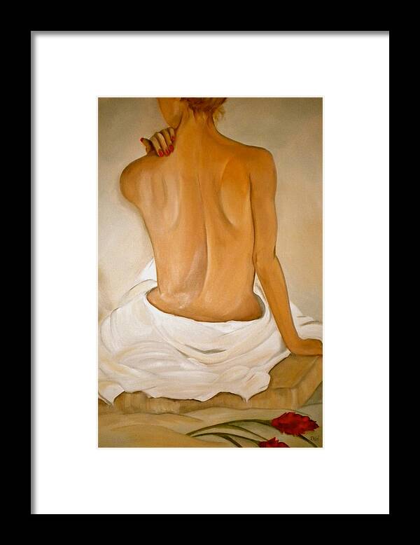 Woman Framed Print featuring the painting Jo's Bath by Debi Starr