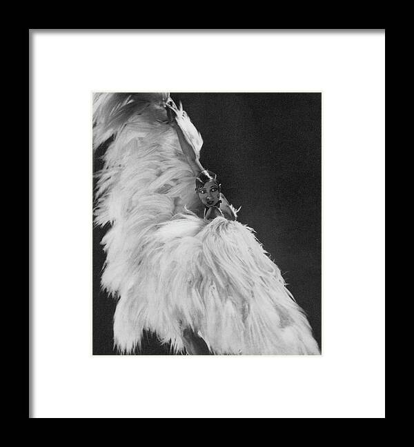 Accessories Framed Print featuring the photograph Josephine Baker Wearing A Feather Costume by George Hoyningen-Huene