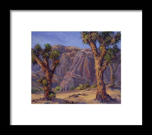Joshua Trees Framed Print featuring the painting Joshua Trees- Mojave by Jane Thorpe