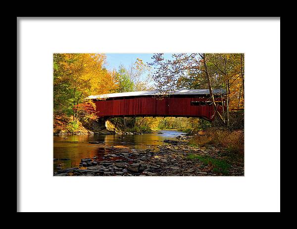 Covered Bridge Framed Print featuring the photograph Josiah Hess Covered Bridge by Dan Myers