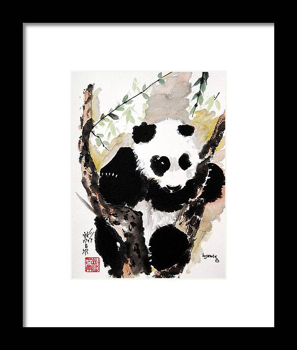 Chinese Brush Painting Framed Print featuring the painting Joyful Innocence by Bill Searle