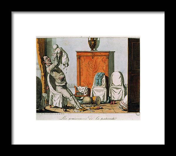 Cartoon Framed Print featuring the photograph Joys Of Fatherhood by Jean-loup Charmet/science Photo Library