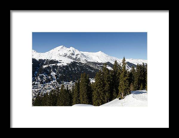 Davos Framed Print featuring the photograph JSCHALP FOREST davos mountains and town by Andy Smy