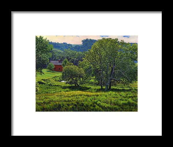 Landscape Framed Print featuring the painting July Summer Mid Afternoon by Bruce Morrison