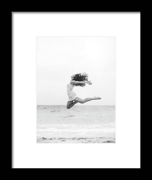 People Framed Print featuring the photograph Jumping At The Beach by Srdjana1