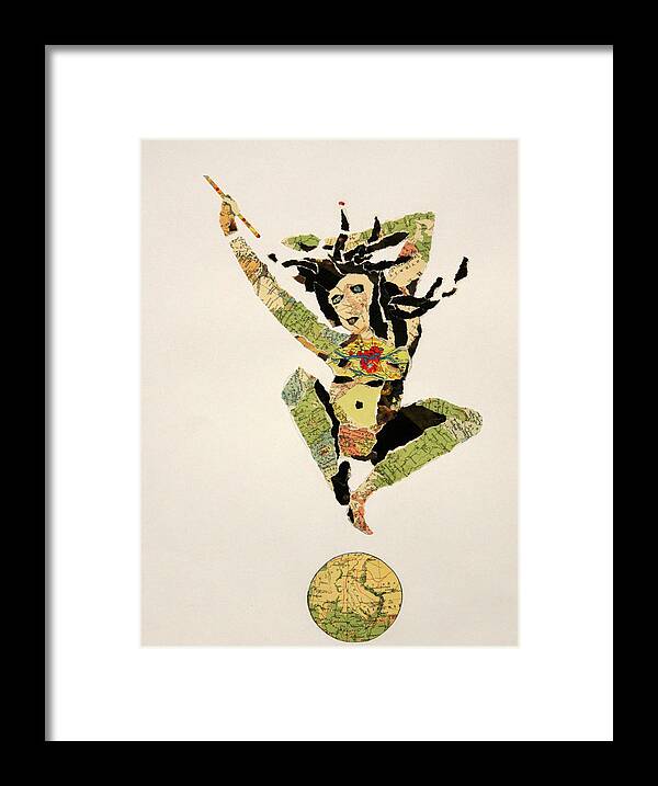 Joy Framed Print featuring the mixed media Jumping From The World With Joy by Jolly Van der Velden