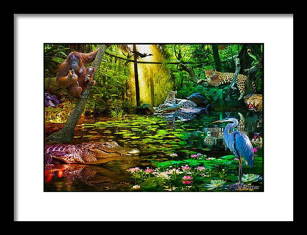 Jaguar Framed Print featuring the painting Jungle Dream 2 by Michael Pittas