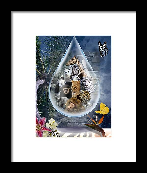 Wildlife Framed Print featuring the digital art Jungle Drop by Linda Carruth