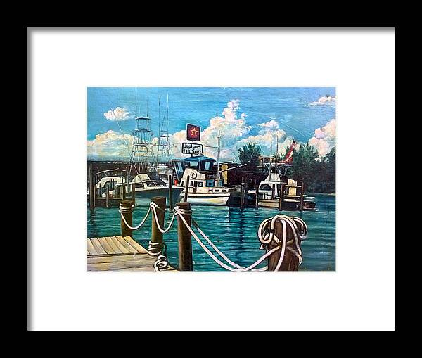  Harbour Jupiter Marine Dock Framed Print featuring the painting jupiter marine I by Philip Corley