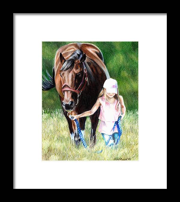 Horse Framed Print featuring the drawing Just a Girl and Her Horse by Shana Rowe Jackson
