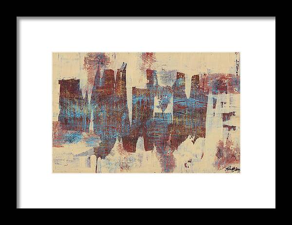 Abstract Framed Print featuring the painting Just Below the Surface by Robert D McBain