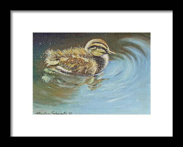 Baby Duck Framed Print featuring the painting Just Ducky by Marlene Schwartz Massey