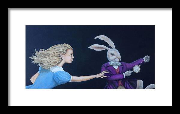 Alice In Wonderland Framed Print featuring the painting Just Gimme Some Kinda Time Girl by Mr Dill
