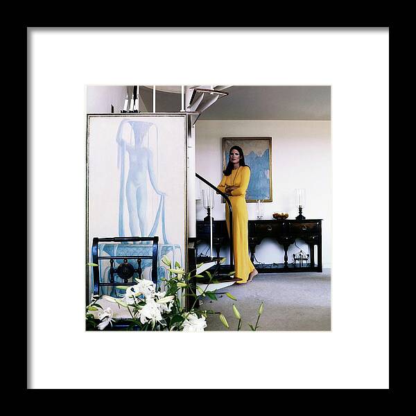 Home Accessories Framed Print featuring the photograph Justine Cushing At Home by Horst P. Horst
