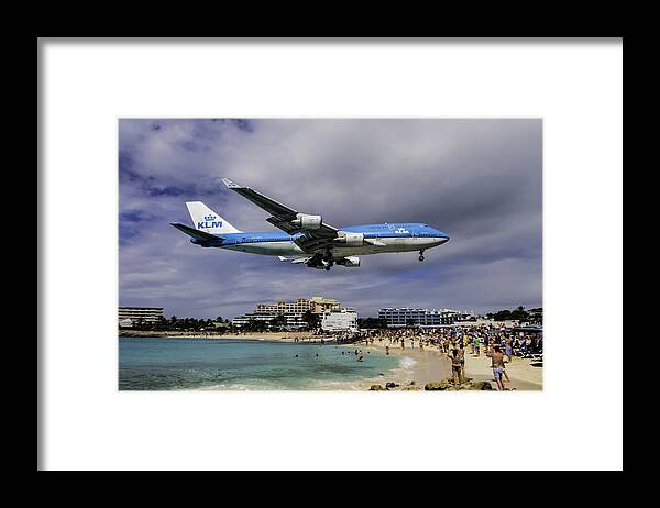 Klm Framed Print featuring the photograph K L M landing at St. Maarten #2 by David Gleeson