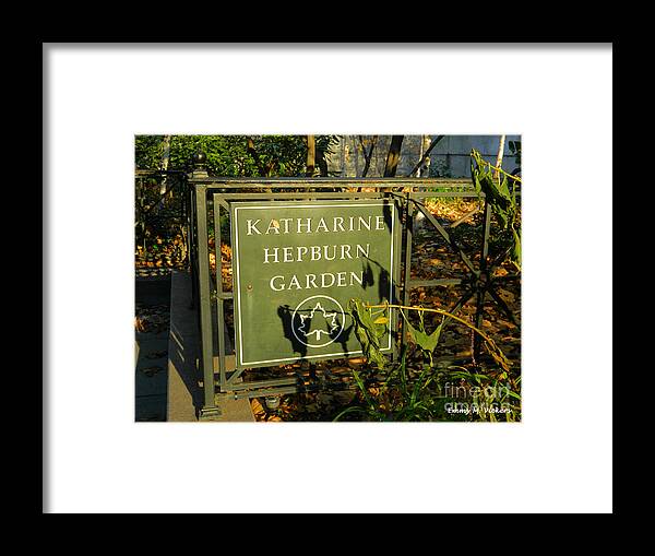 Katharine Hepburn Framed Print featuring the photograph Katharine Hepburn Garden - NYC by Emmy Vickers