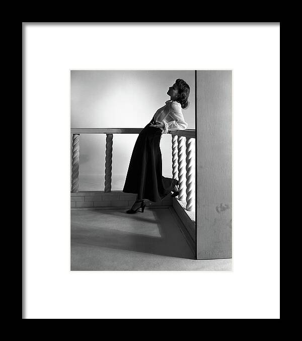 Profile Framed Print featuring the photograph Katherine Bard Wearing A Long Skirt by Horst P. Horst