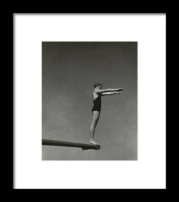 Exterior Framed Print featuring the photograph Katherine Rawls Getting Ready To Dive by Edward Steichen