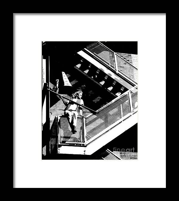 Gary Gingrich Framed Print featuring the photograph Katie-Fire Escape by Gary Gingrich Galleries