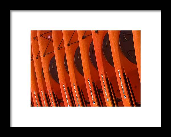 Kayaks Framed Print featuring the photograph Kayaks No. 3 by John Greco