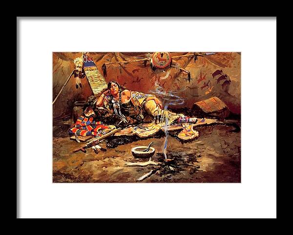 Waiting And Mad Framed Print featuring the digital art Keeoma Waiting And Mad by Charles Russell