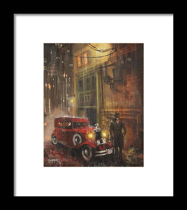 Mobsters Framed Print featuring the painting Keep the Motor Running by Tom Shropshire