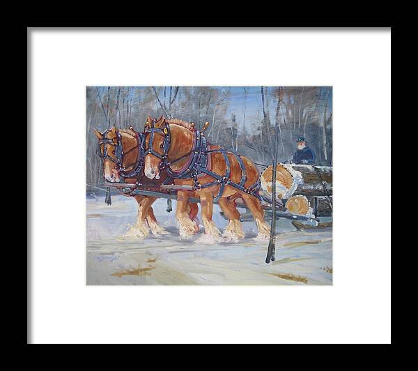 Draught Horses Framed Print featuring the painting Ken and the Boys by Len Stomski