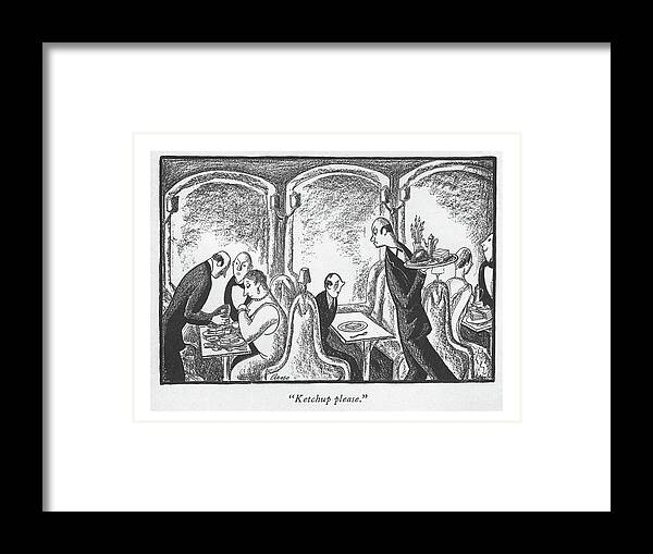 100726 Par Peter Arno Framed Print featuring the drawing Ketchup Please by Peter Arno