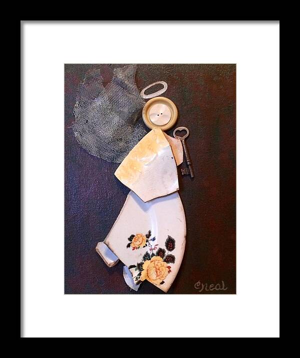 Angel Framed Print featuring the mixed media Key Angel by Carol Neal