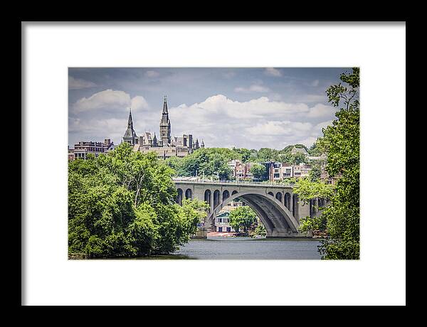Bradley Clay Framed Print featuring the photograph Key bridge and Georgetown University by Bradley Clay
