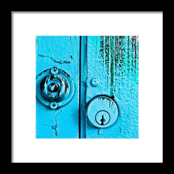 Textureholics Framed Print featuring the photograph Key Hole And Doorbell by Julie Gebhardt