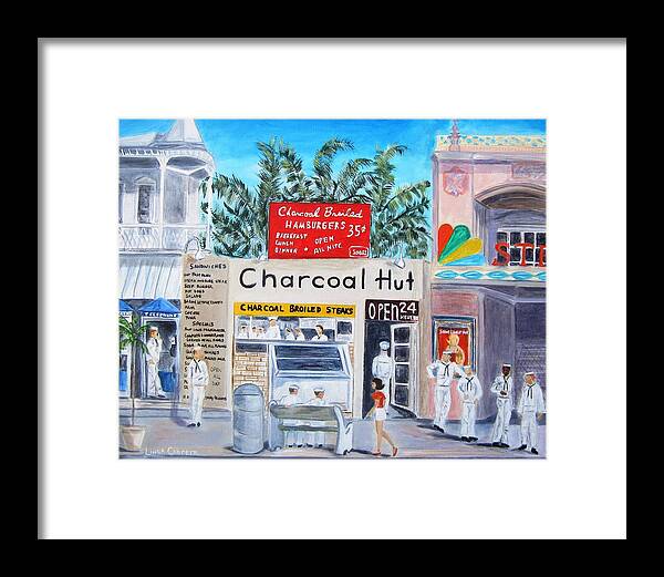 Key West Framed Print featuring the painting Key West Charcoal Hut by Linda Cabrera