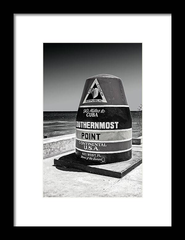 Florida Framed Print featuring the photograph Key West Cuba Distance Marker by Phil Cardamone