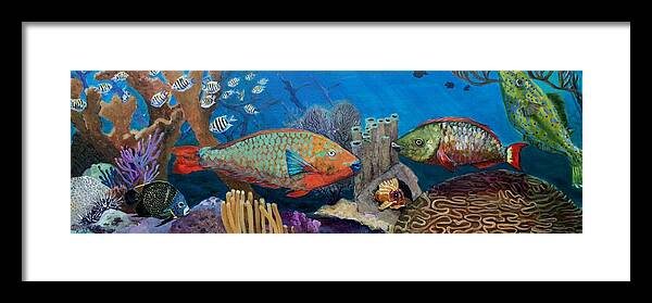 Coral Reef Framed Print featuring the painting Keys Reef Encounter by Linda Kegley