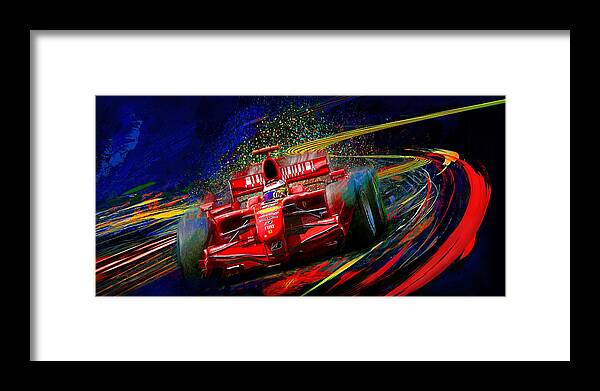 Ferrari Framed Print featuring the painting Kickin It With Kimi by Alan Greene