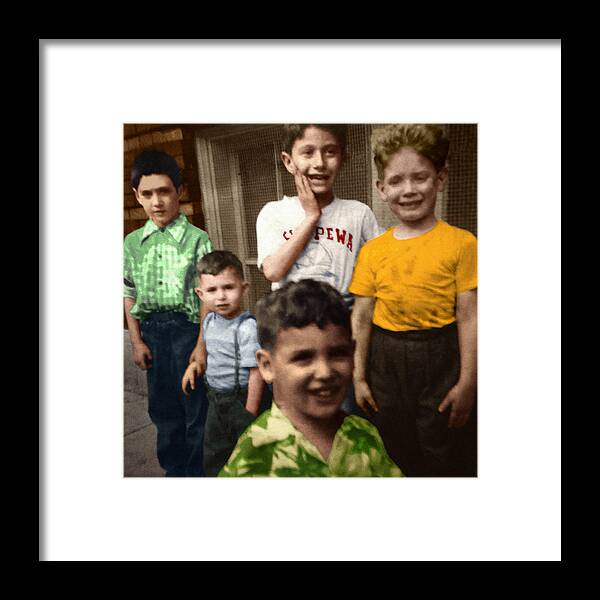  Framed Print featuring the photograph Kids colorized and textured by Steve Fields