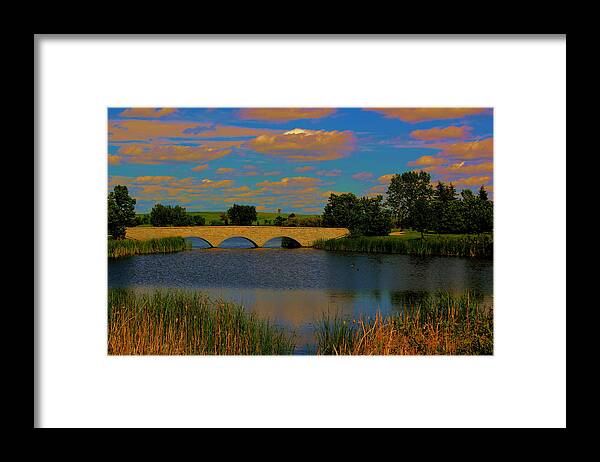 Sunrise Framed Print featuring the photograph Kilkona Park Bridge by Larry Trupp