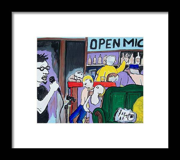 Comedy Framed Print featuring the painting Killing - Open MIc by James Christiansen