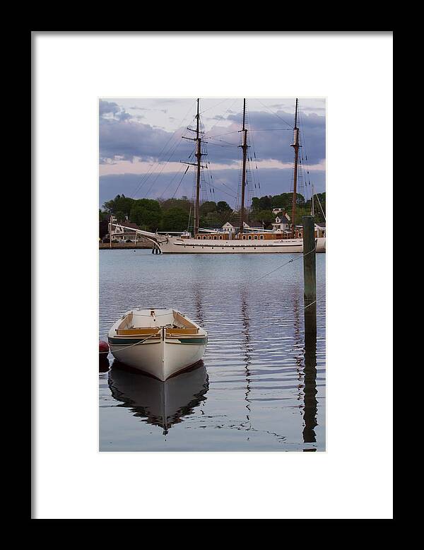 Rowboat Framed Print featuring the photograph Kindred Spirits - Boat Reflections on the Mystic River by Kirkodd Photography Of New England
