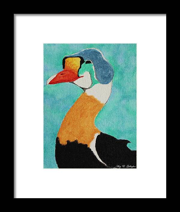 King Eider Framed Print featuring the painting King Eider by Amy Gallagher