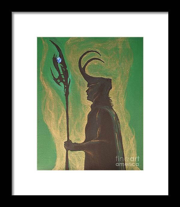 Loki Framed Print featuring the painting King Loki by Christine Jepsen