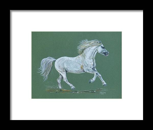 Animals Framed Print featuring the pastel Take me to the green pasture by Janina Suuronen