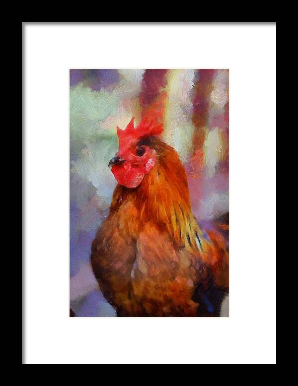 Rooster Framed Print featuring the painting King Rooster by Kai Saarto