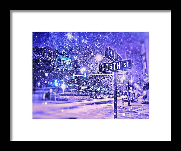 Snow Framed Print featuring the digital art KINGDOMS OF HEAVEN AND EARTH - Blue by Kevyn Bashore