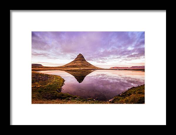 Iceland Framed Print featuring the photograph Kirkjufell at sunset by Marzena Grabczynska Lorenc