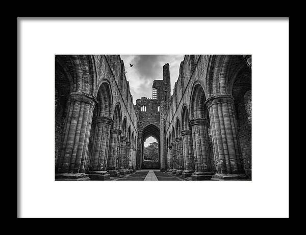 Kirkstall Framed Print featuring the photograph Kirkstall Abbey BW by Pablo Lopez