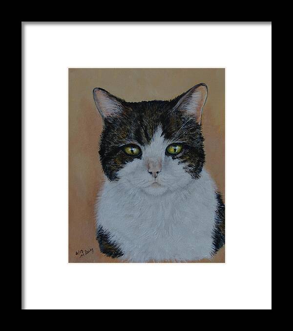 Cat Framed Print featuring the painting Kitty Cat by Nancy Lauby