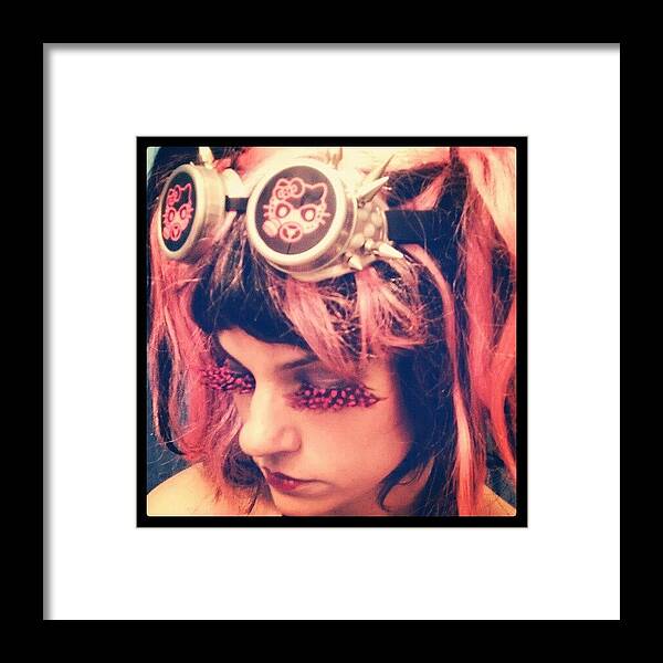 Pink Framed Print featuring the photograph #kitty #hellokitty #steampunk #goggles by Rick Kuperberg Sr