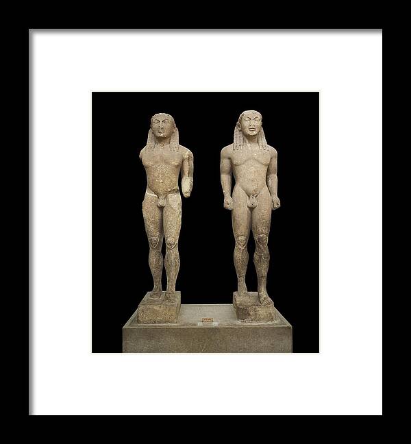 Square Framed Print featuring the photograph Kleobis And Biton Kouros. Ca. 610 -590 by Everett