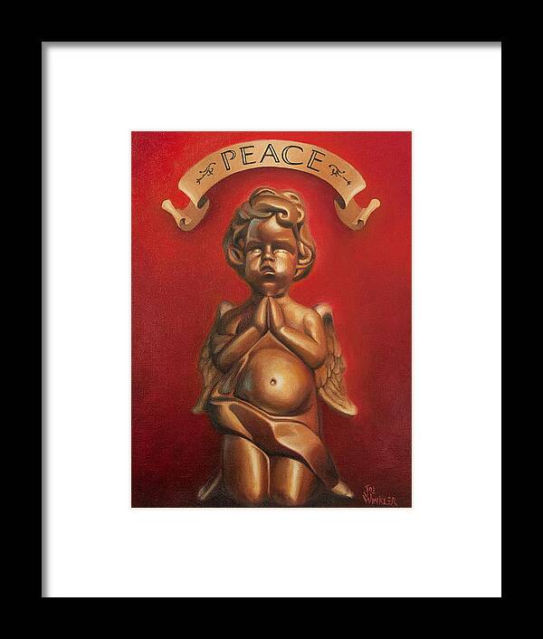 Christmas Painting Framed Print featuring the painting Kneeling Cherub by Joe Winkler